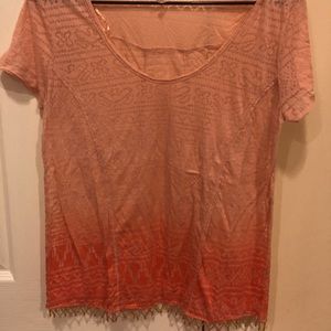 Free people pink top size M with beaded bottom